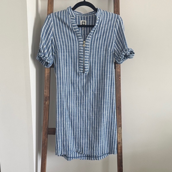 Anne Klein Blue and White Striped Dress - Picture 1 of 3